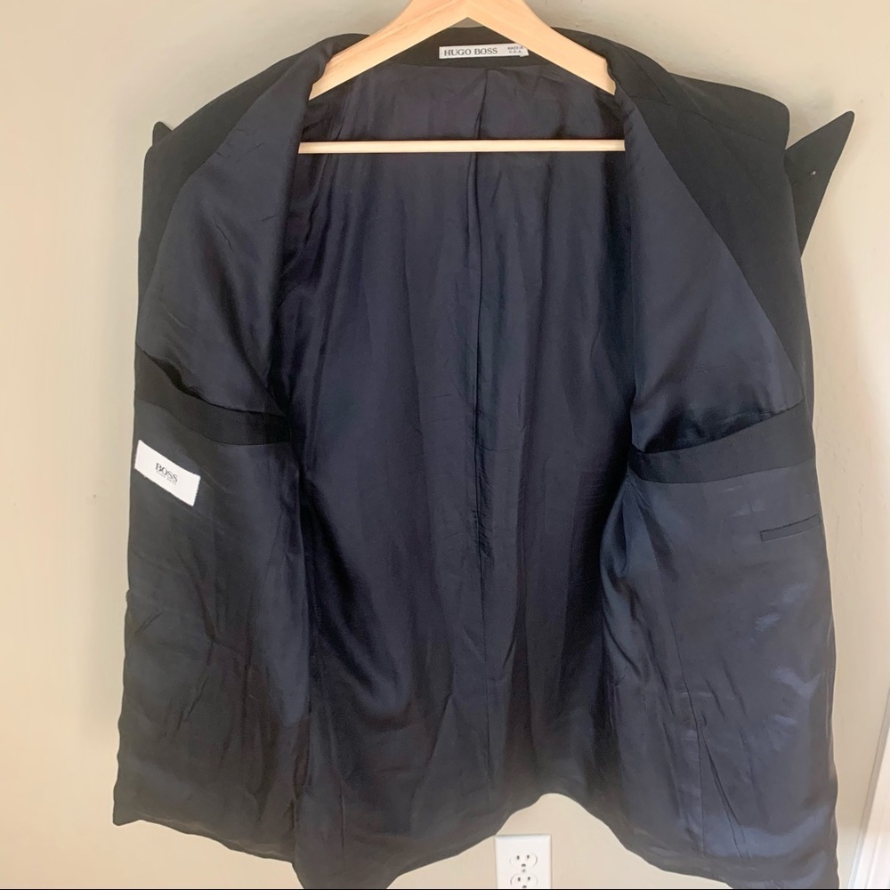 BOSS HUGO BOSS “Al Capone” Double Breasted Blazer Sport Coat Pure New Wool Blue - Picture 12 of 16